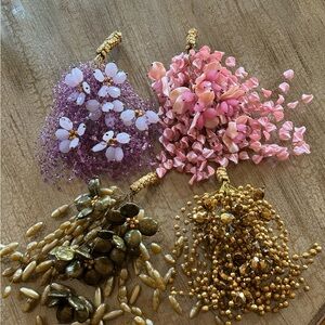 Bundle of 4 Elegant Beaded Flower bouquets   Centerpiece Decor Table decor